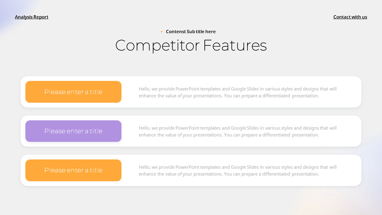 Competitor Comparative Analysis Report design ppt