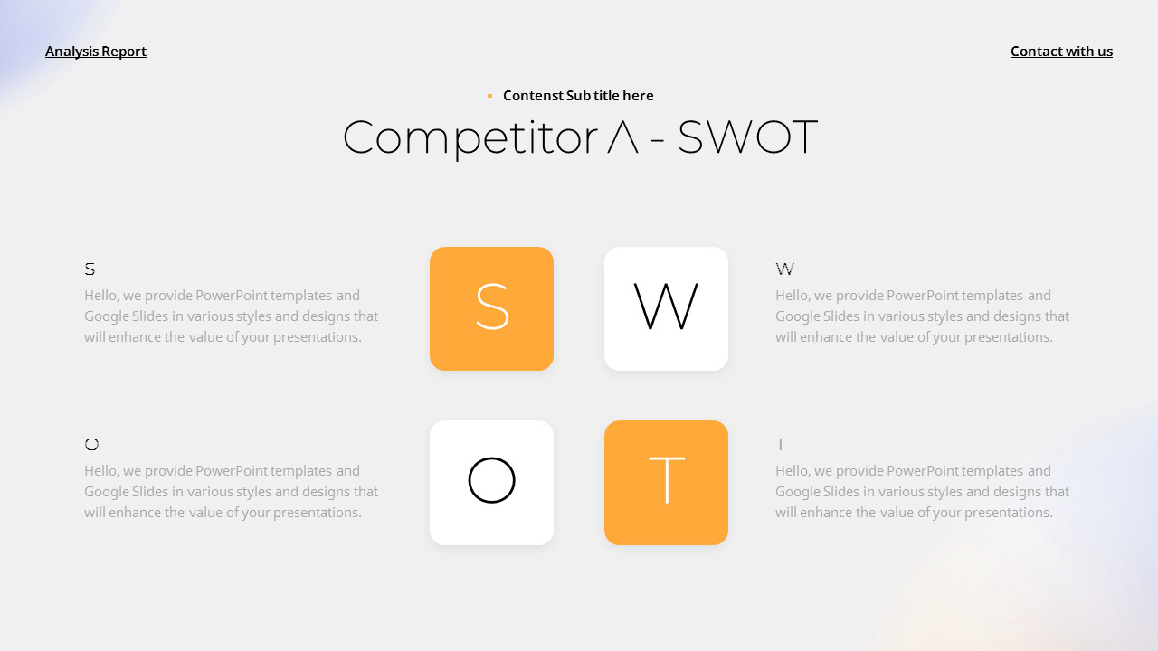 Competitor Comparative Analysis Report design ppt