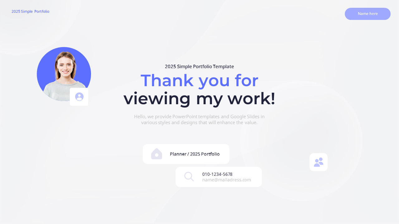 Simple Portfolio Design for Professionals minimalist powerpoint template