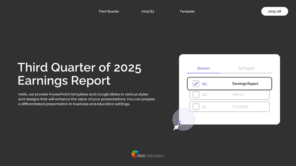 Rapport sur les résultats et la performance financière du troisième trimestre 2025 (troisième trimestre 2025) Conception de modèles PowerPoint_01