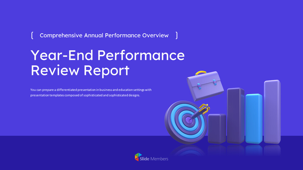 연간 실적 평가 보고서 – 직원 및 회사 평가 슬라이드 PPT 파워포인트_01