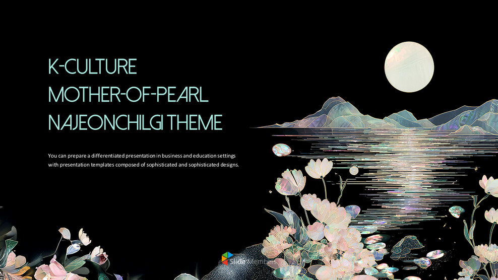 K-Culture Mother-of-Pearl Lacquerware (Najeonchilgi) Theme : Traditional Craft & Design elegant powerpoint templates_01