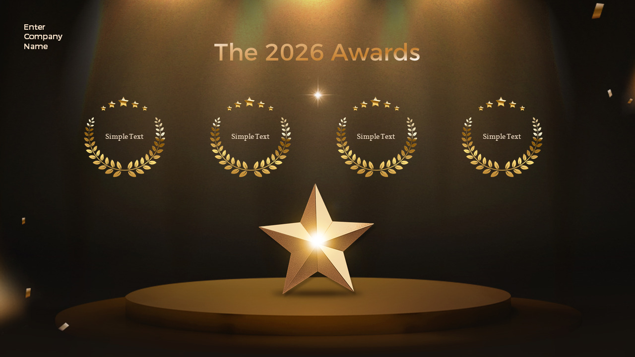 Gold 2026 Awards Ceremony Business Presentation PowerPoint Template