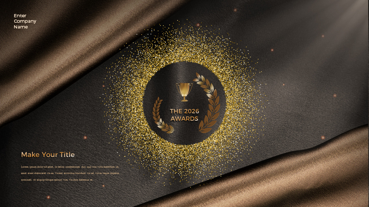 Gold 2026 Awards Ceremony Business Presentation PowerPoint Template