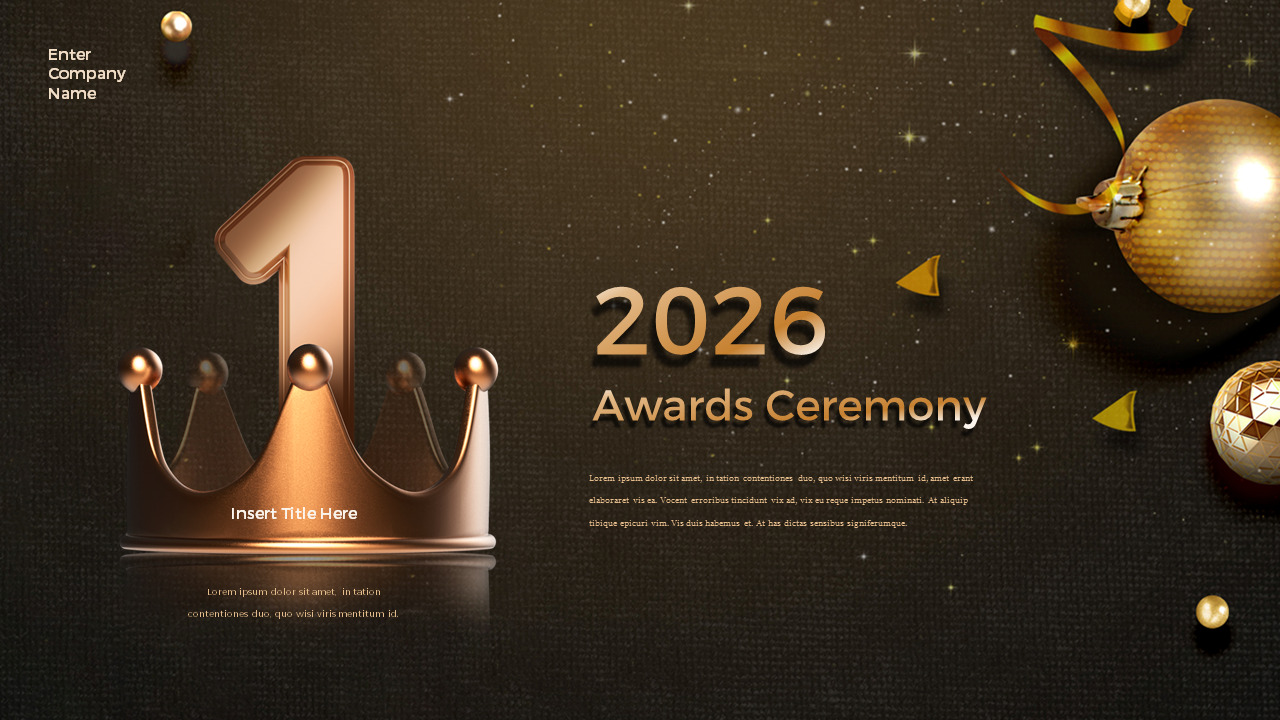 Gold 2026 Awards Ceremony Business Presentation PowerPoint Template