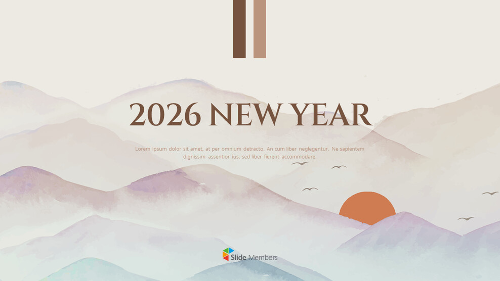 2026년 신년 계획 및 킥오프 발표를 위한 샴페인 골드 테마 파워포인트 템플릿_01
