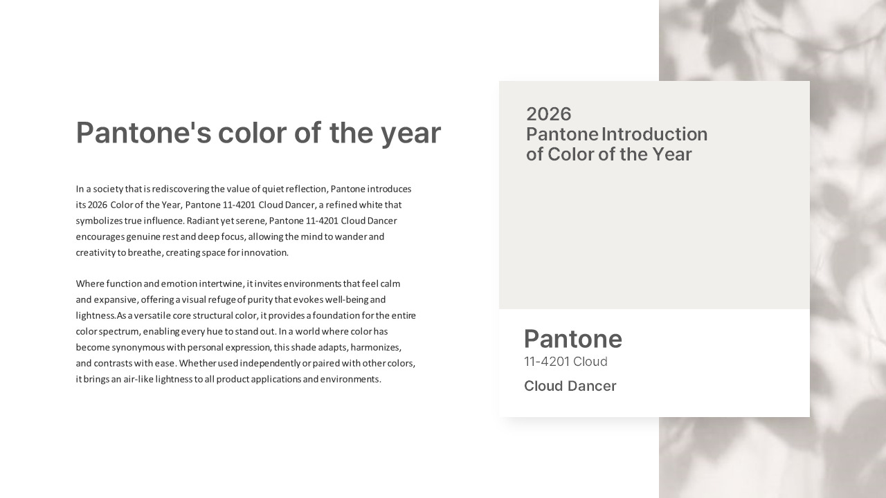 2026 Pantone Color of the Year “Cloud Dancer” Strategy Presentation slides company best ppt_03