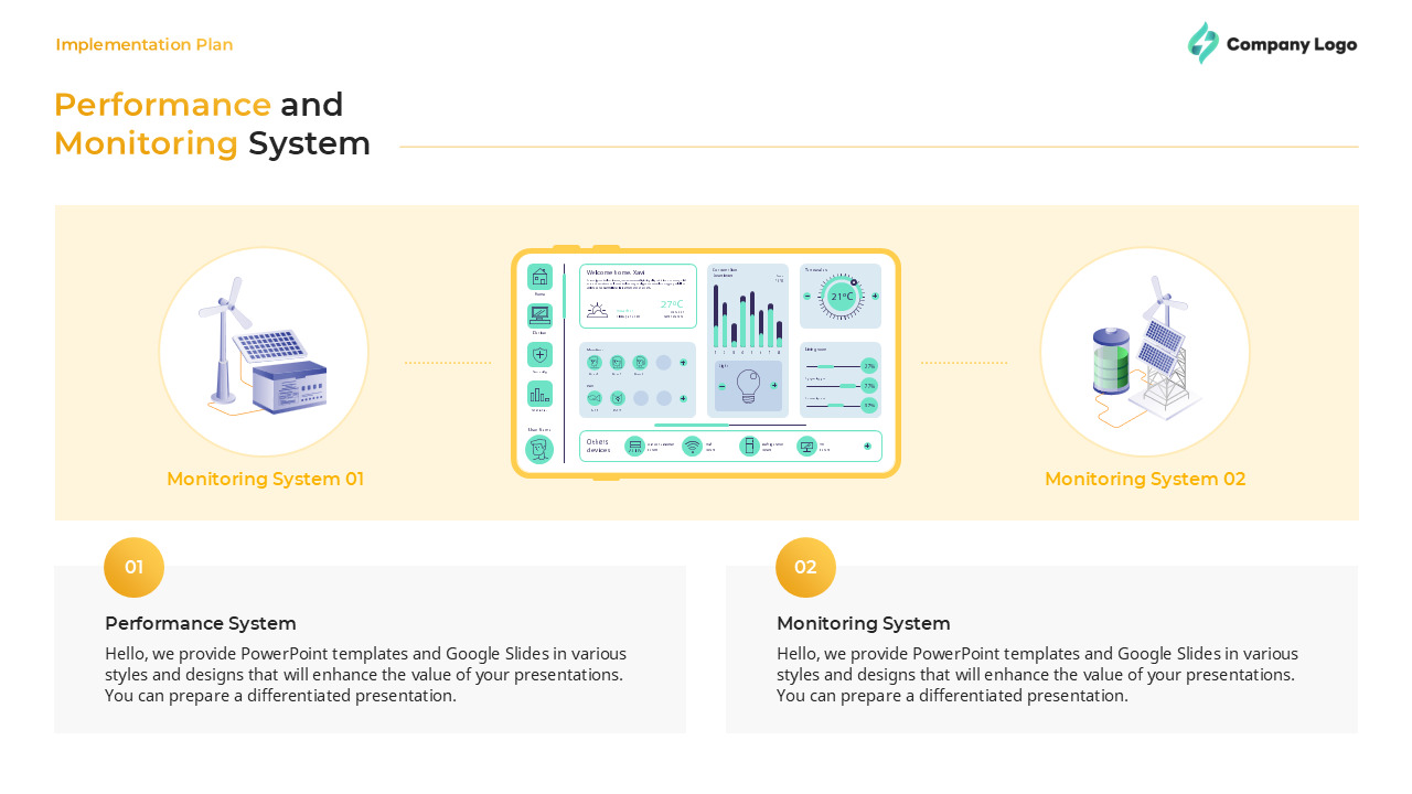 Leistungs- und Überwachungssystem: PowerPoint-Präsentationsvorlage (Einzelfolie) Vorlage_02