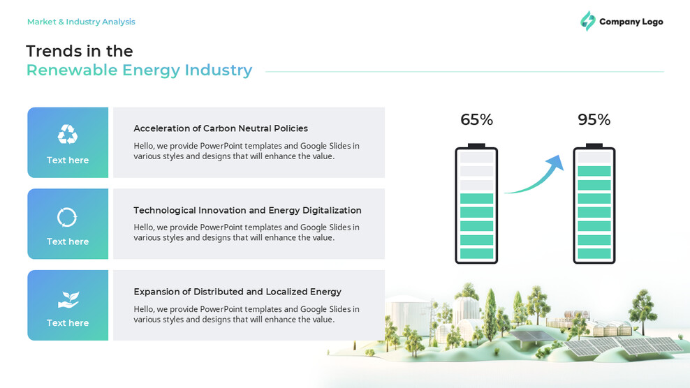 PowerPoint-Vorlage für eine einzelne Folie: Trends in der Branche der erneuerbaren Energien PowerPoint-Layout_01