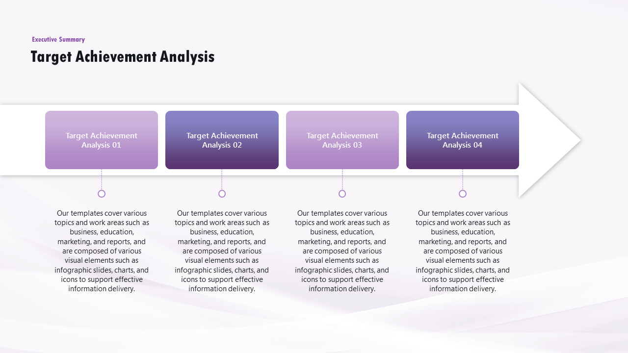 PowerPoint-Vorlage für eine einzelne Folie zur Zielerreichungsanalyse Schablonendesign_02