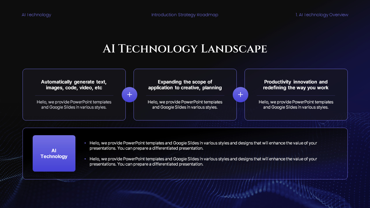 AI Tech Strategy Roadmap PowerPoint Template – Futuristic Dark Gradient ...