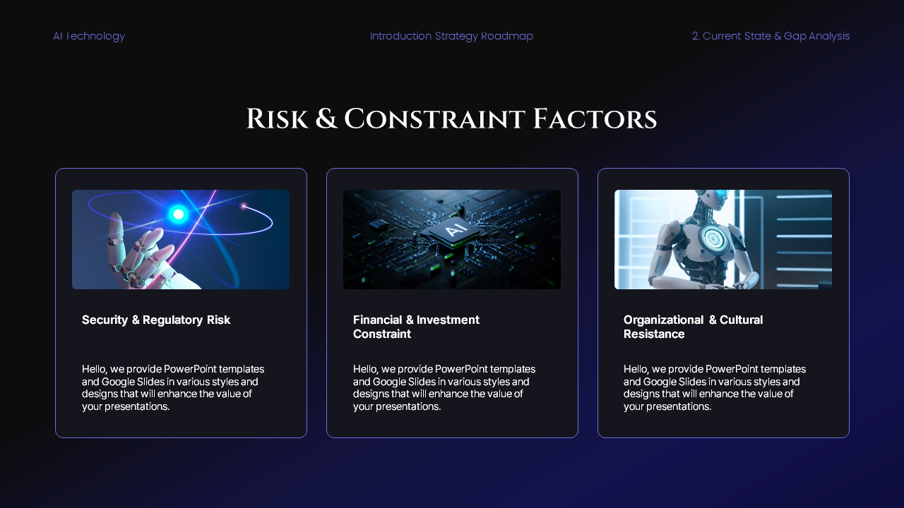 AI Tech Strategy Roadmap PowerPoint Template – Futuristic Dark Gradient ...