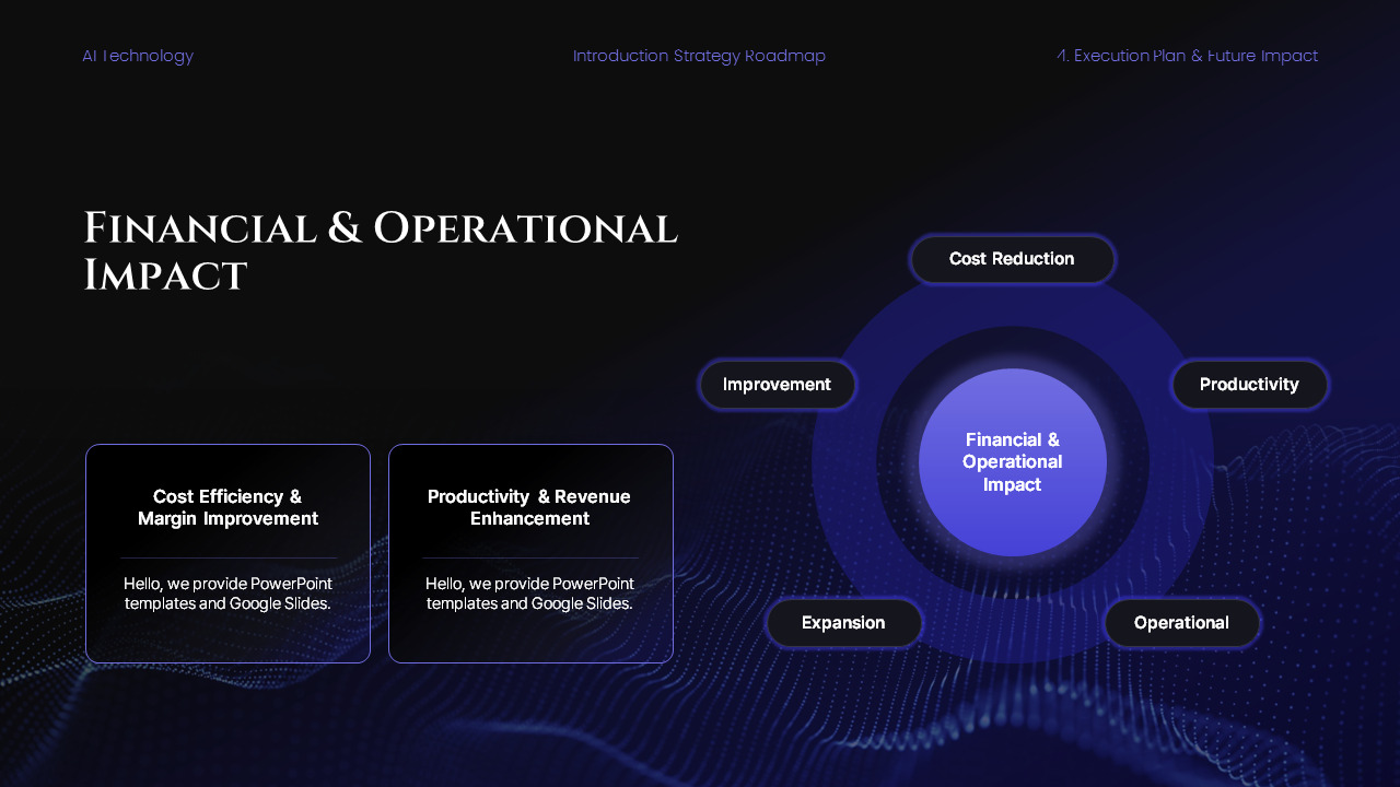 AI Tech Strategy Roadmap PowerPoint Template – Futuristic Dark Gradient ...