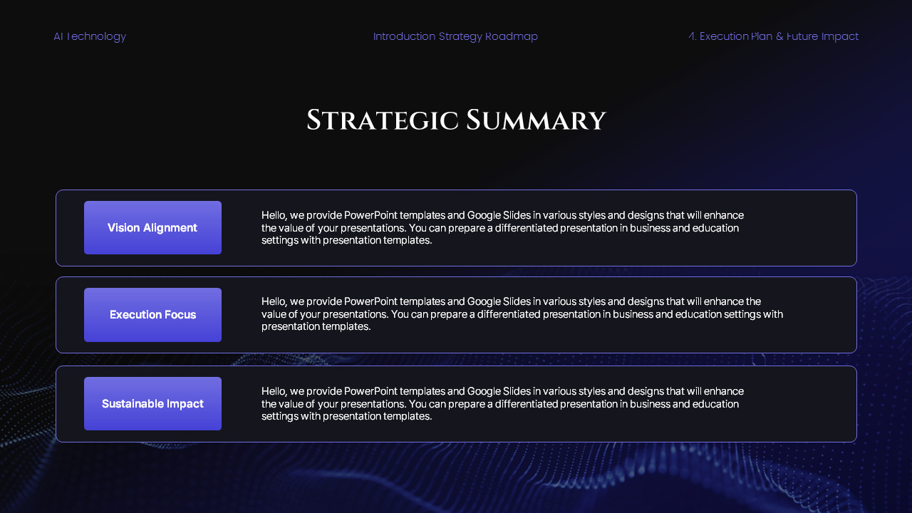 AI Tech Strategy Roadmap PowerPoint Template – Futuristic Dark Gradient ...