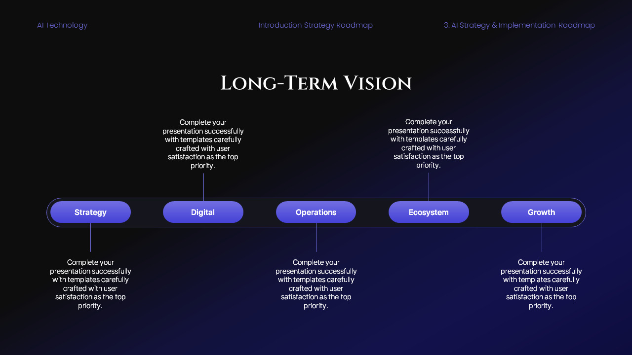 AI Tech Strategy Roadmap PowerPoint Template – Futuristic Dark Gradient ...