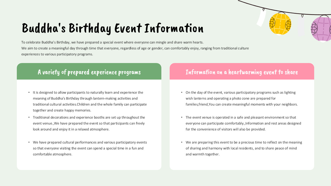 Ankündigungsprogramm zum Geburtstag Buddhas (PowerPoint) | Design der Lotuslaterne Beste Business PowerPoint-Vorlagen_03