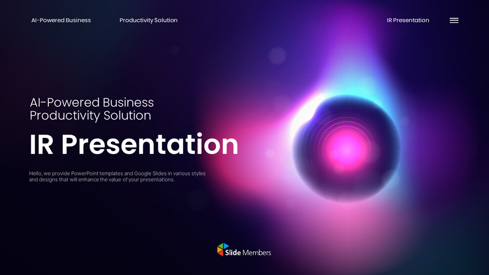 AI Business Productivity Solution PowerPoint Slides – IR Presentation Theme Templates_01