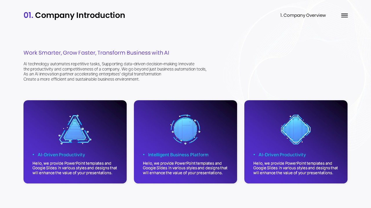AI Business Productivity Solution PowerPoint Slides – IR Presentation Theme Templates_03