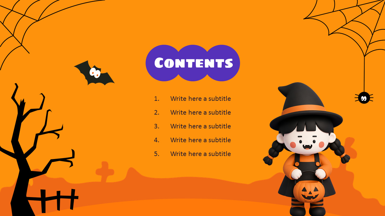 PowerPoint-Vorlage für Halloween-Veranstaltungsplanung | Gruseliges Design in Lila & Kürbisorange PPT-Präsentation skizzieren_02