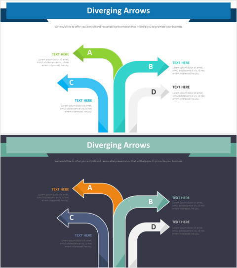 diverging arrows Diagram_2 slides