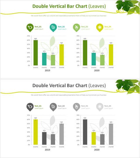 Double Vertical Bar Chart (Leaves)_4 slides