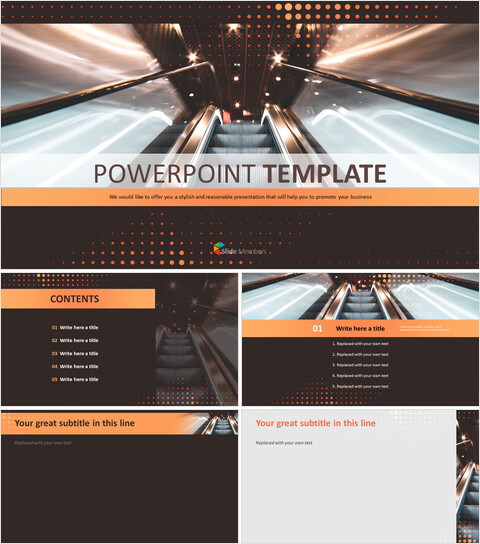 無料のPowerPointのサンプル - エスカレーター_6 slides