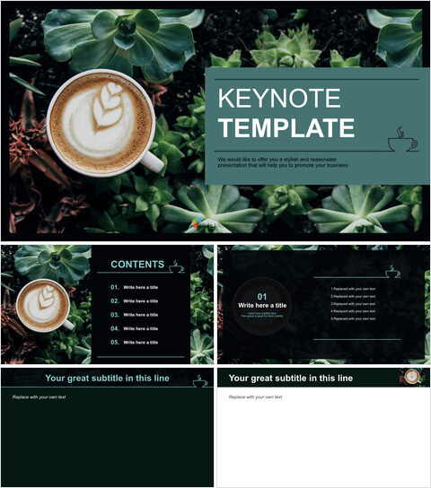 Greenery Coffee - Keynote templates Free Download_6 slides