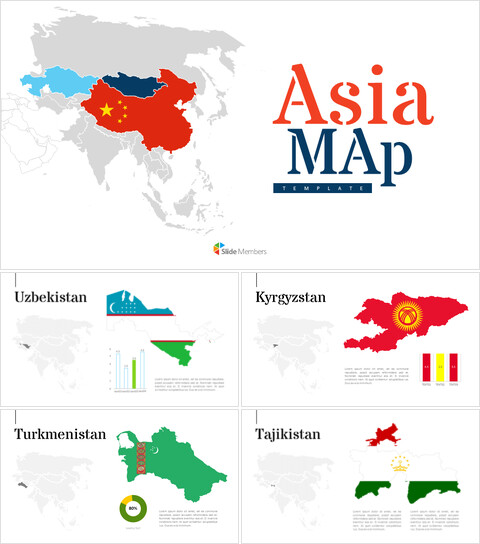 Mapa de Asia Plantilla de diapositivas de Google de presentación simple_28 slides