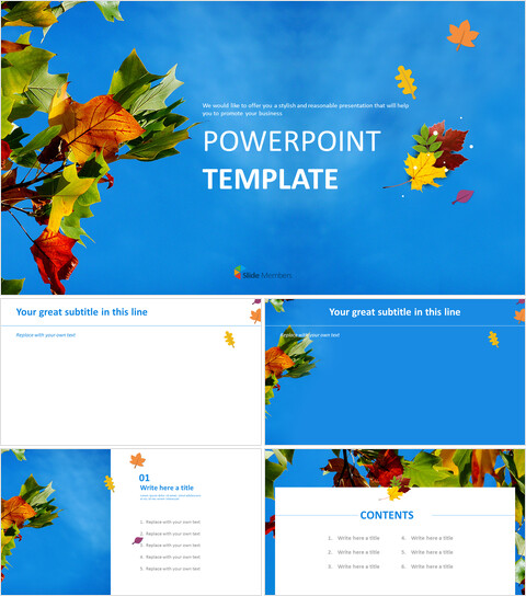 Ciel bleu et feuilles mortes - google slides gratuit_6 slides