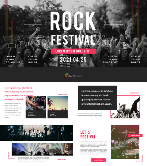 Festival Rock Modelli PPT Design semplice_40 slides