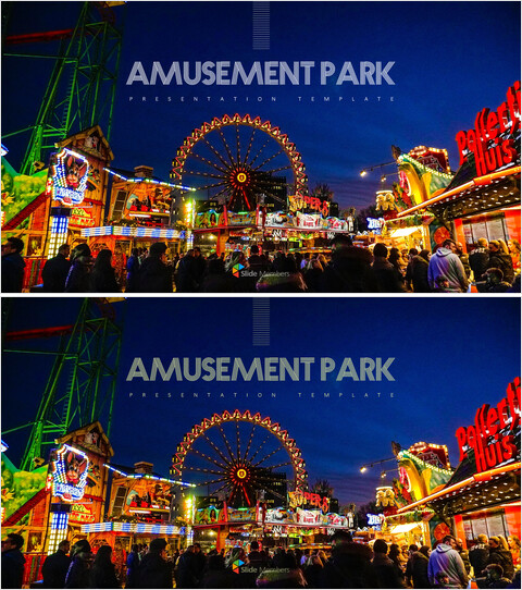 游乐园免费 PowerPoint 封面模板：主题公园和旅行计划演示_2 slides