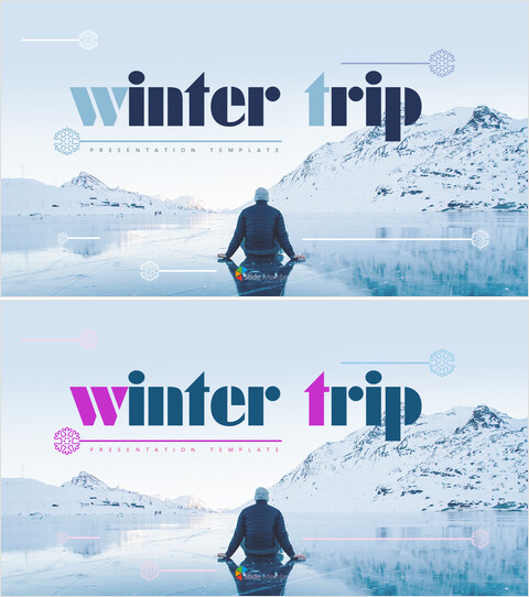 冬季旅行免费PPT封面设计模板：滑雪和圣诞主题演示设计_2 slides