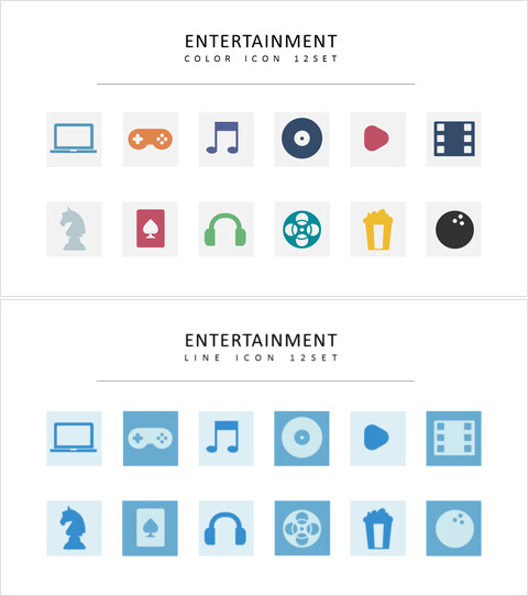 12 entertainment Icons Set_3 slides