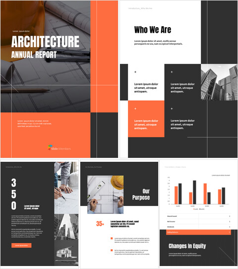 Modèle de rapport annuel d\'architecture Thème PowerPoint_32 slides