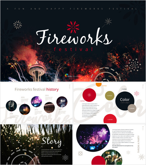 Fireworks Festival powerpoint themes_40 slides