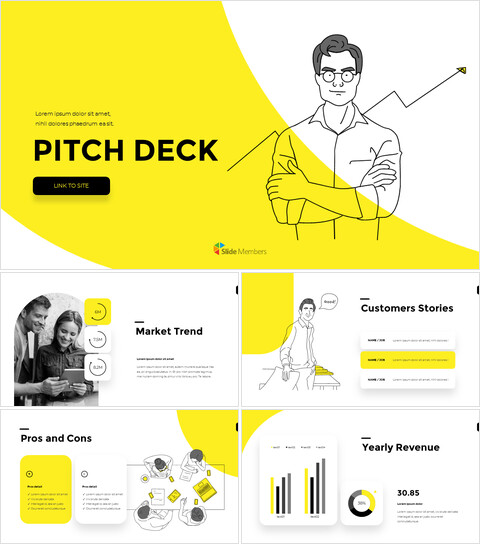 Line Business Illustration Pitch deck investor pitch presentation ppt_15 slides