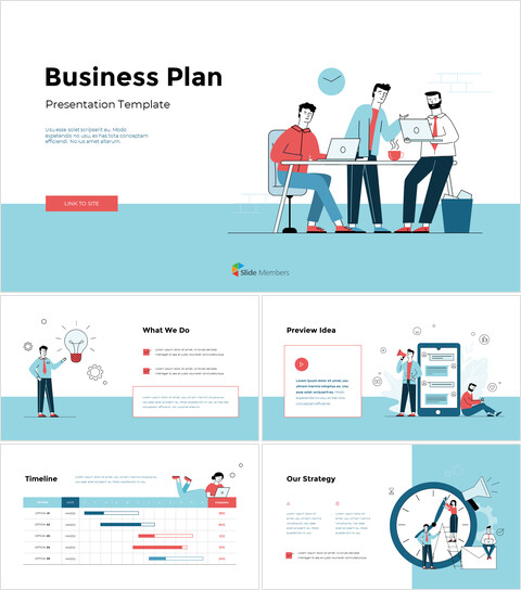 Business Plan Illustration Pitch Deck Design Dia-Präsentation_13 slides