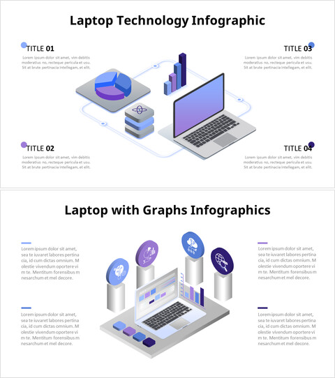 Grafisches Infografik-Diagramm des 3D-Laptops_6 slides