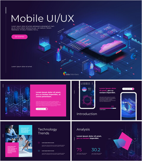 Mobile UI/UX PowerPoint Presentation Templates_13 slides