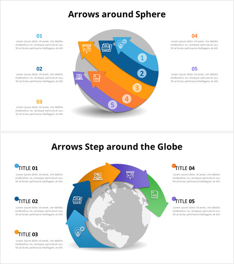 围绕球体信息图表的箭头_4 slides