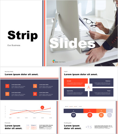 Strip design Business Pitch Deck startup pitch_13 slides