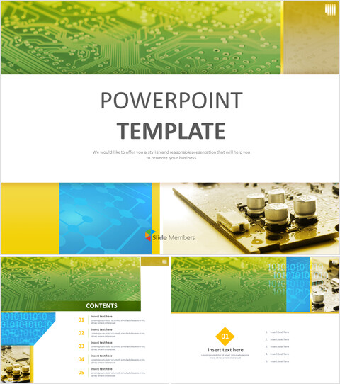 無料のPowerPointテンプレート - コンピュータ回路基板_6 slides