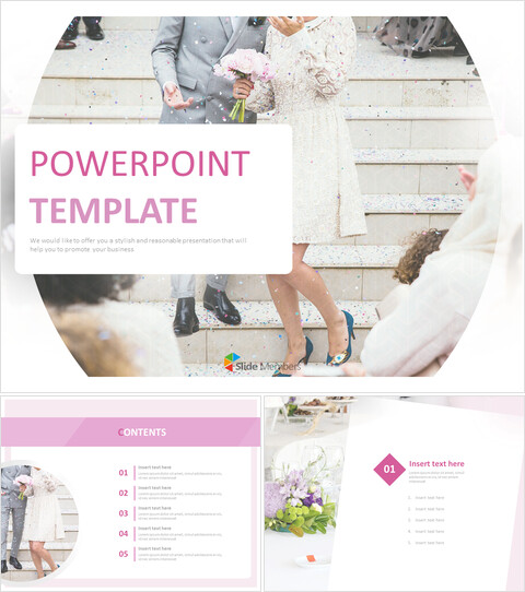 無料PowerPointのテンプレートデザイン - 幸せな結婚_6 slides