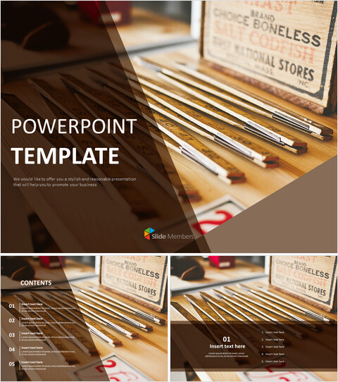 無料PPTテンプレート - 木工産業_6 slides