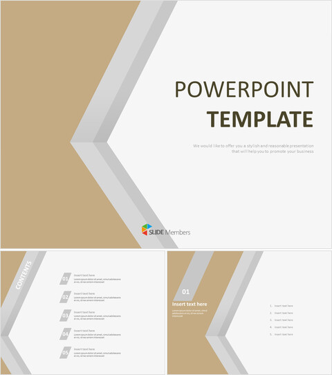 Modelli di presentazione gratuiti - Profilo freccia grigio beige_6 slides