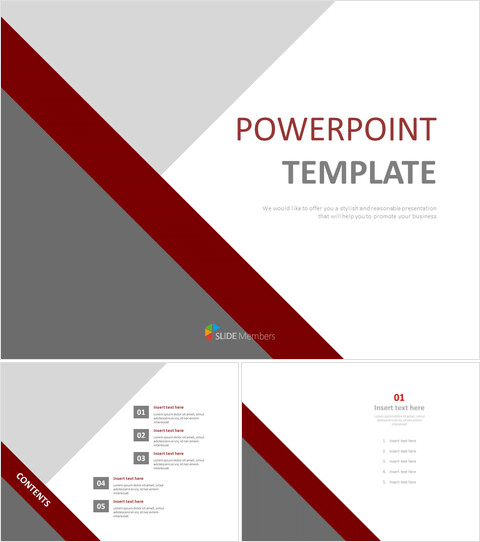 グレーダークレッドトライアングル - 無料のPowerPointテンプレート_6 slides