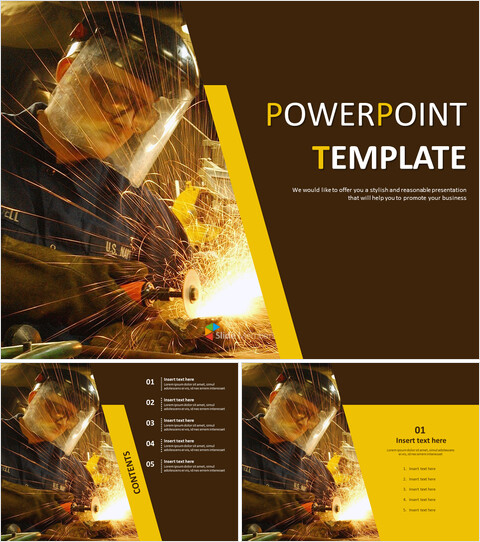 鉄産業 - 無料PowerPointのテンプレートデザイン_6 slides