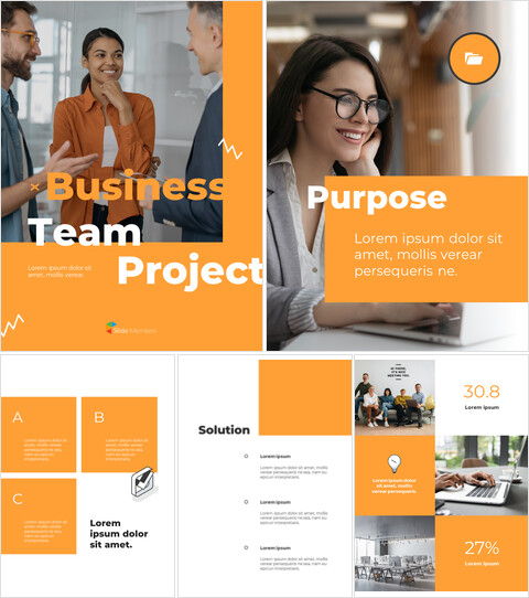 Business Team project Vertical Simple Presentation Google Slides Template_25 slides