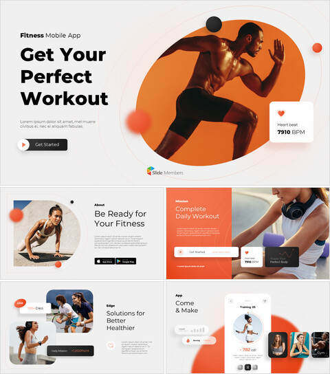 Fitness mobile App Service powerpoint presentation online_13 slides