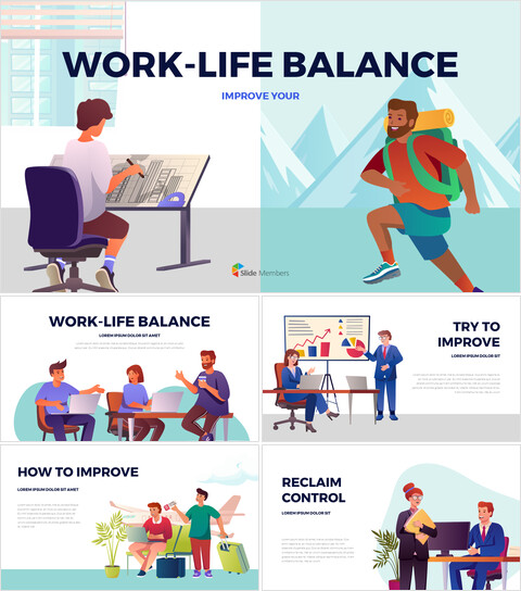 Improve Your work-Life Balance company profile ppt template_50 slides